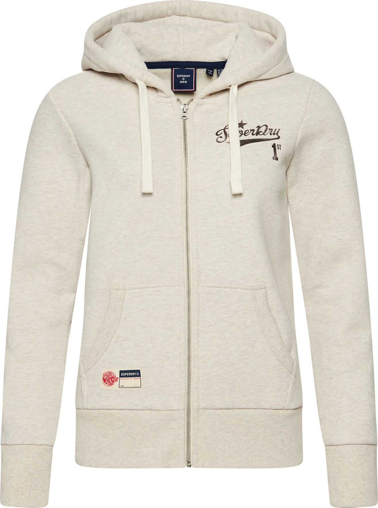 Superdry Mikina s kapucí 'Script' krémová / zlatá / červená / černá