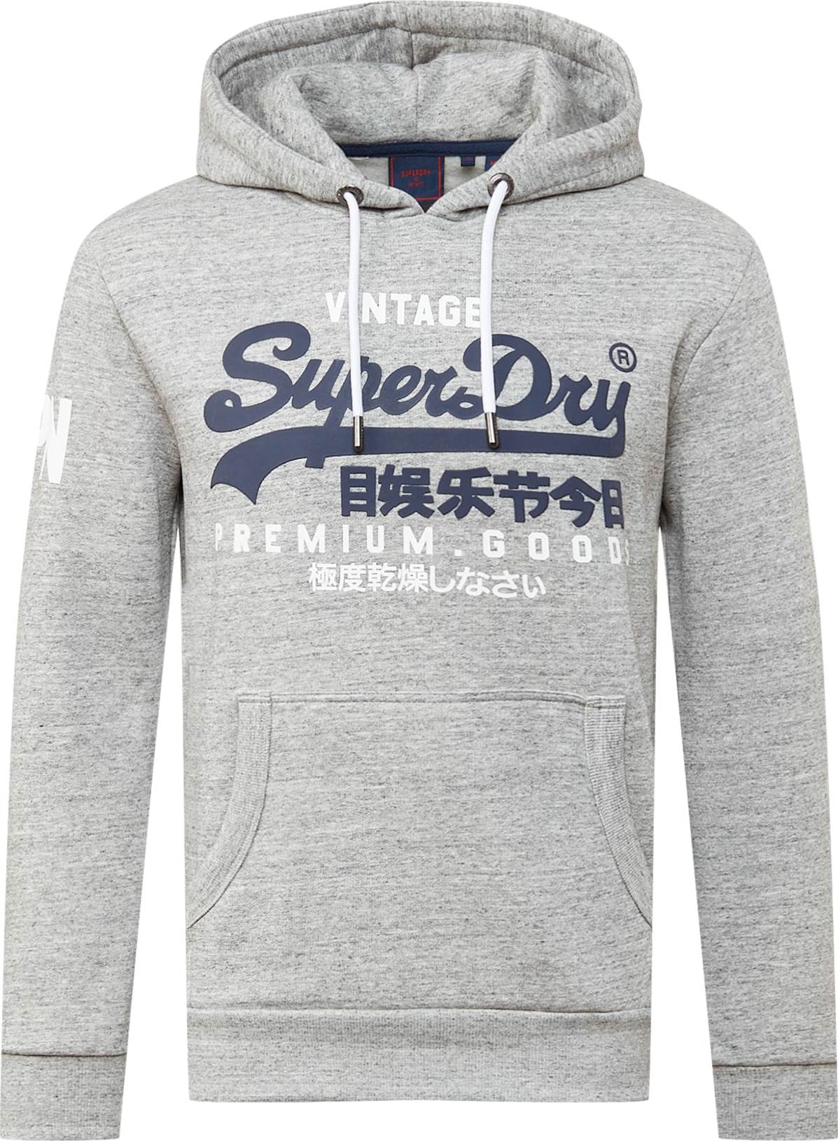 Superdry Sportovní mikina šedý melír / noční modrá / bílá