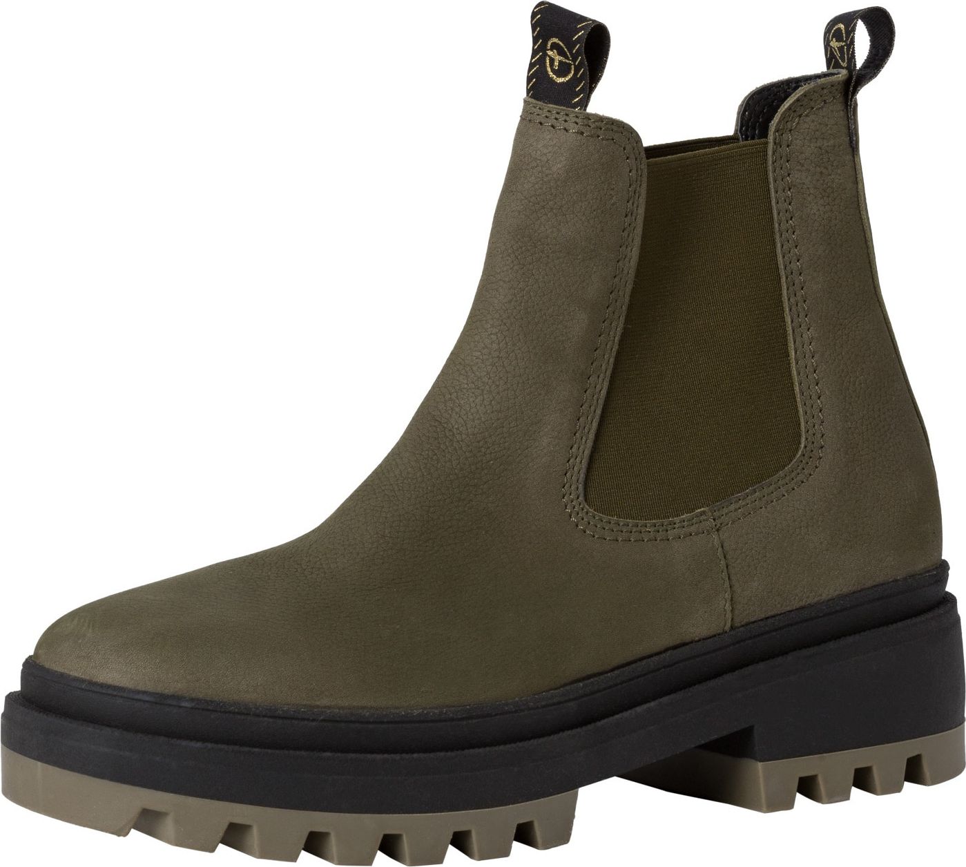 TAMARIS Chelsea boty khaki / černá