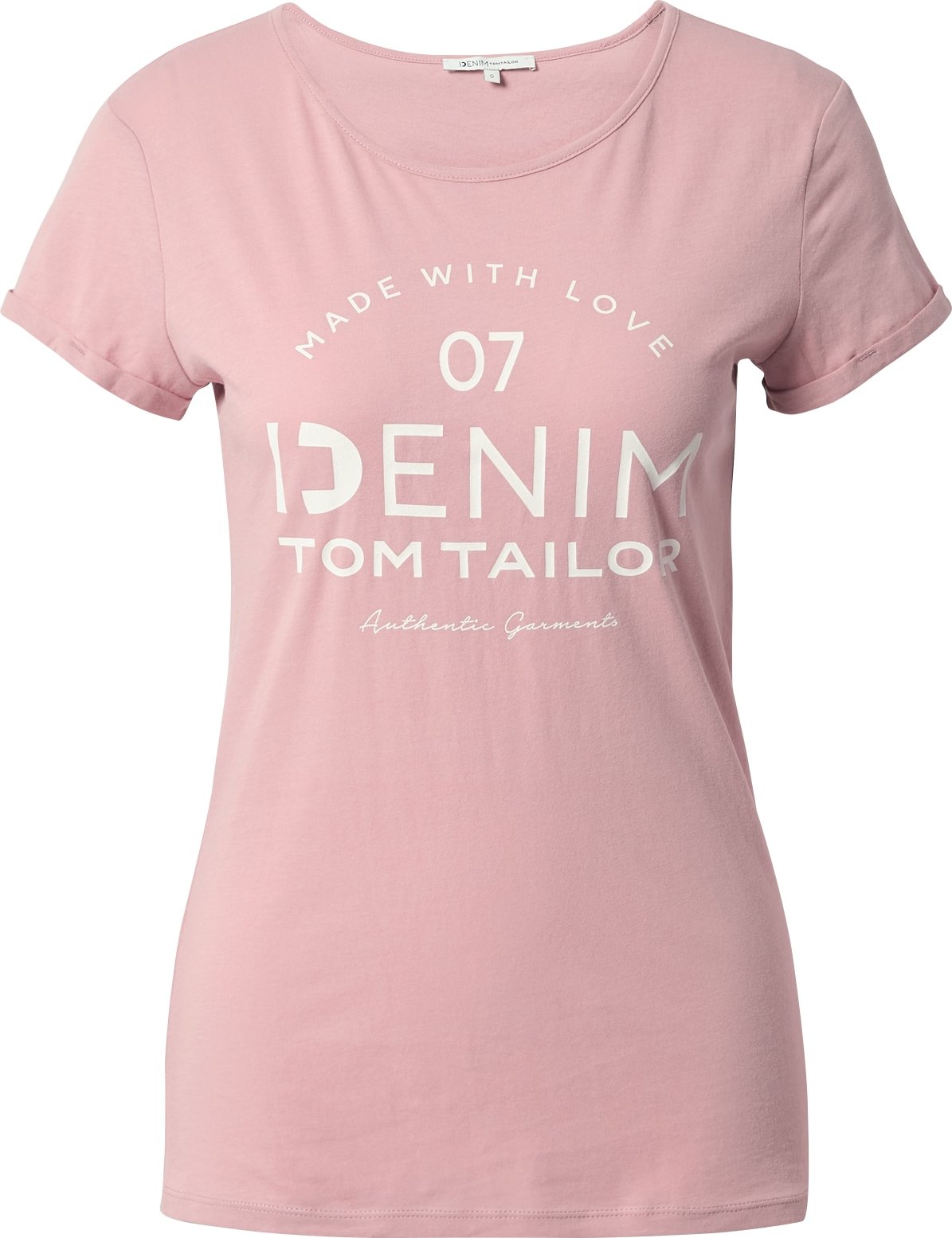 TOM TAILOR DENIM Tričko světle růžová / bílá