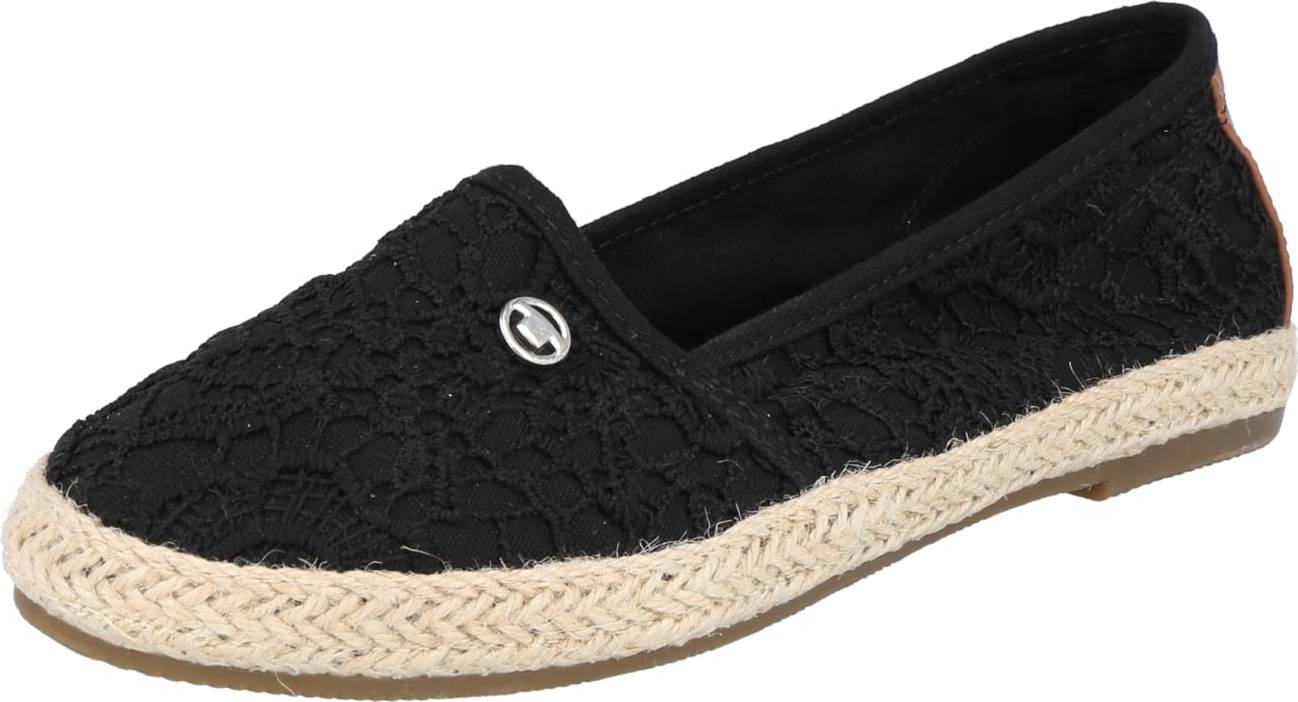 TOM TAILOR Espadrilky černá / starobéžová