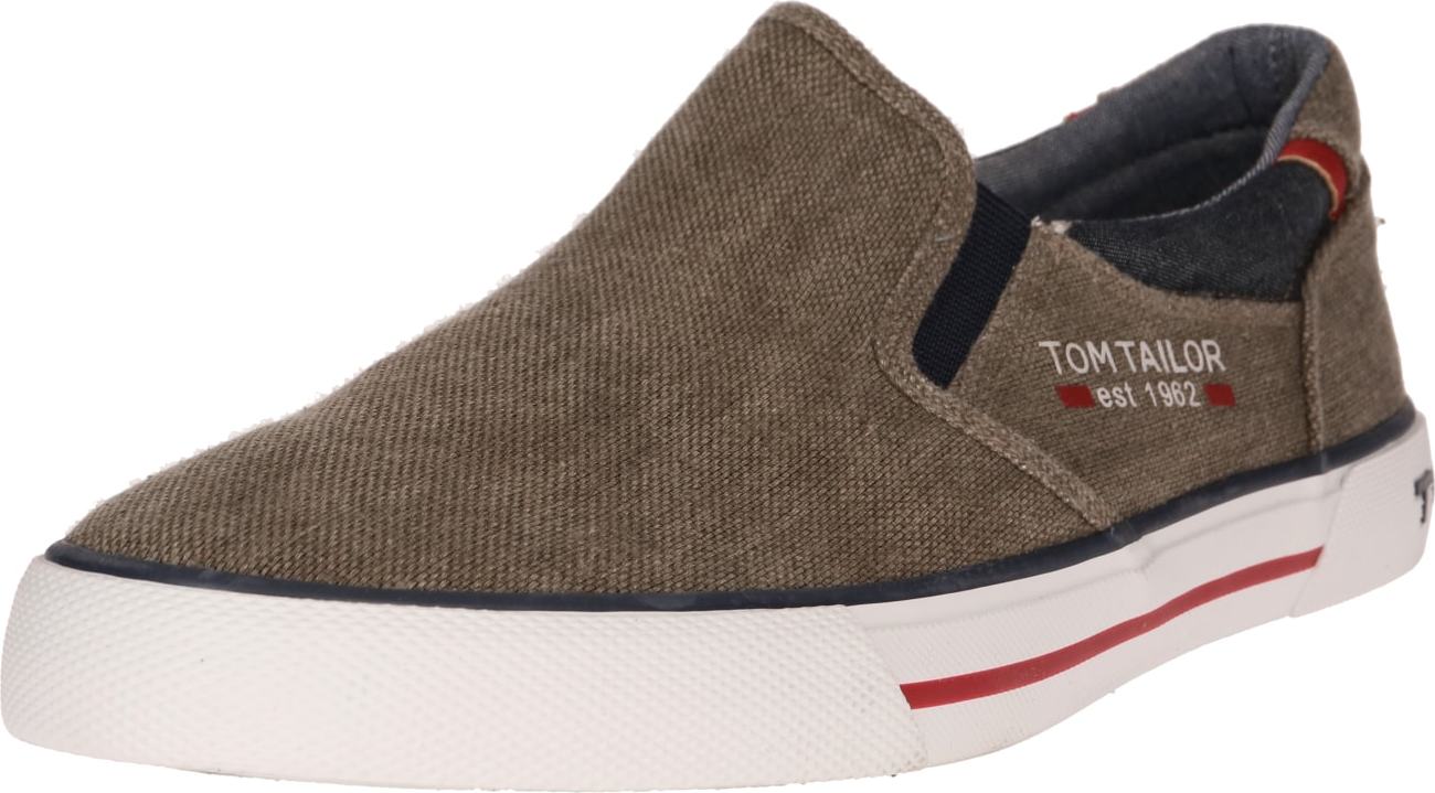 TOM TAILOR Slip on boty hnědá / marine modrá / bílá / burgundská červeň / oranžová