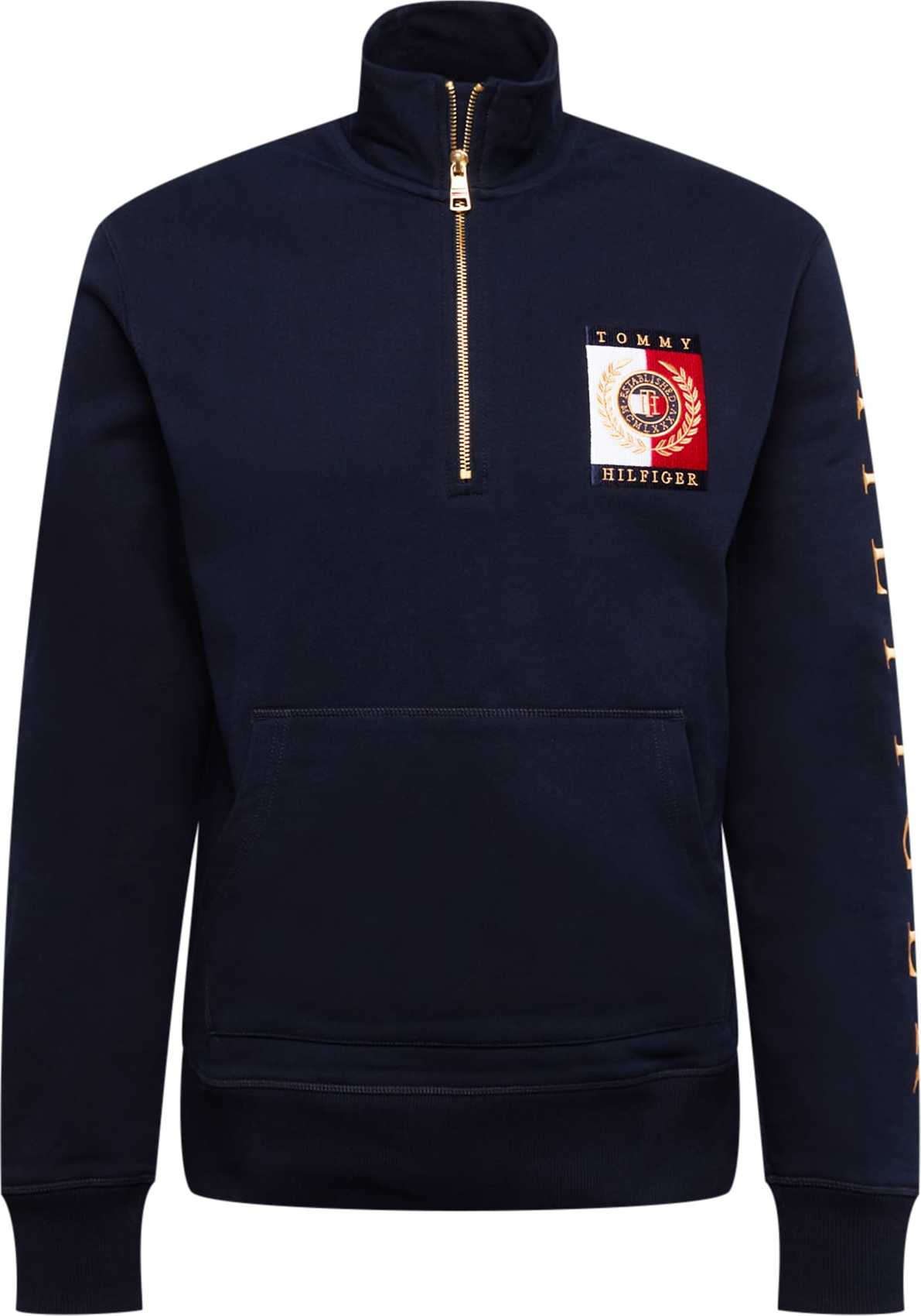 TOMMY HILFIGER Mikina marine modrá / zlatá / bílá / červená