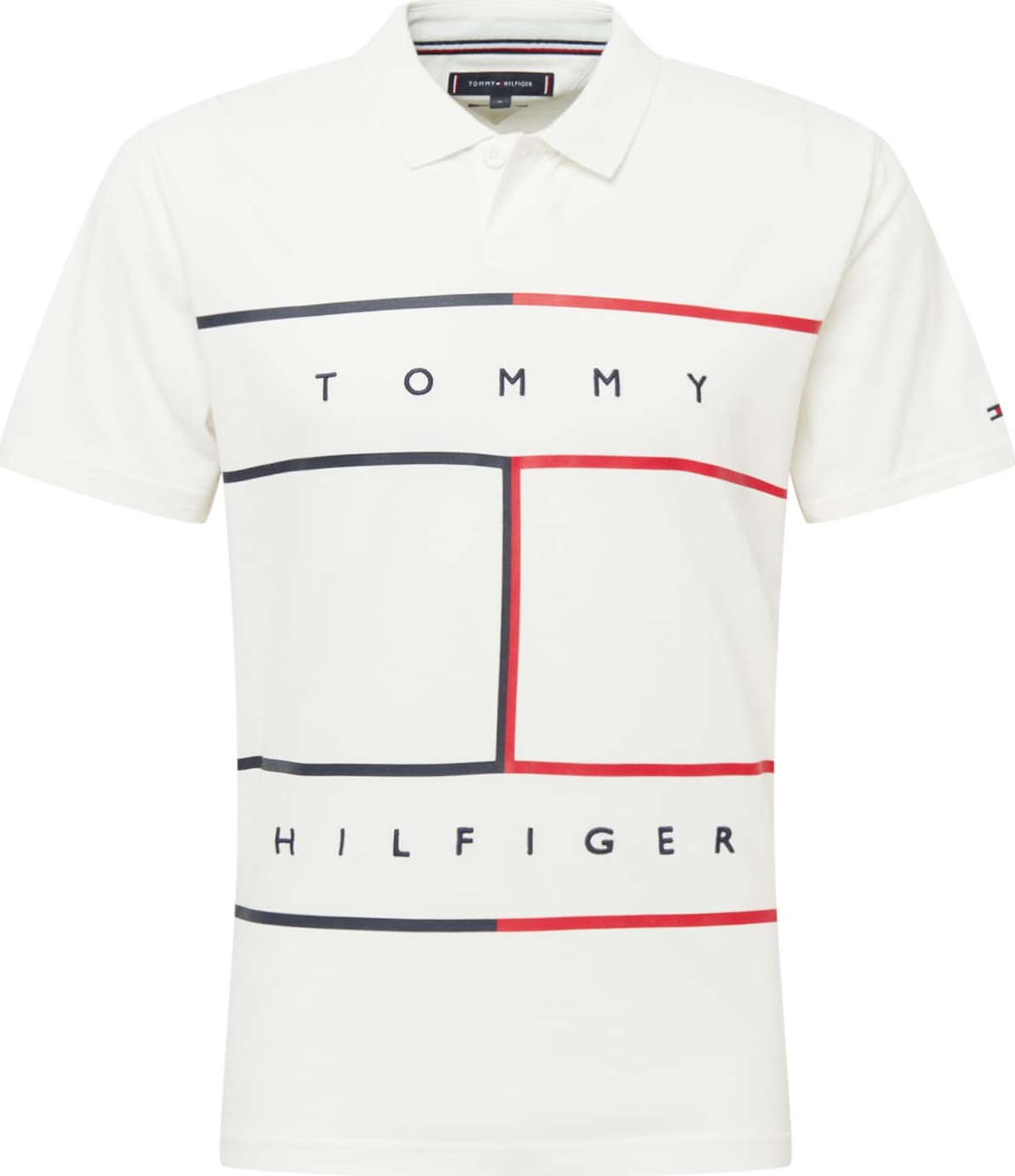 TOMMY HILFIGER Tričko bílá / tmavě modrá / červená