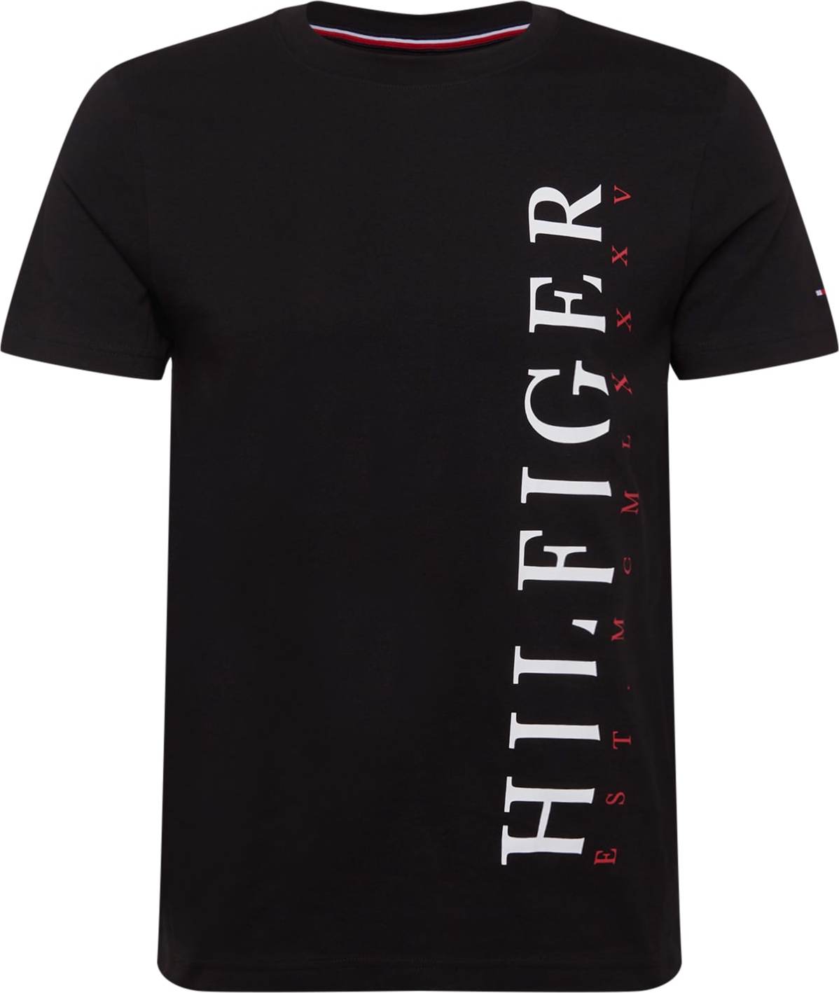 TOMMY HILFIGER Tričko černá / bílá / pastelově červená