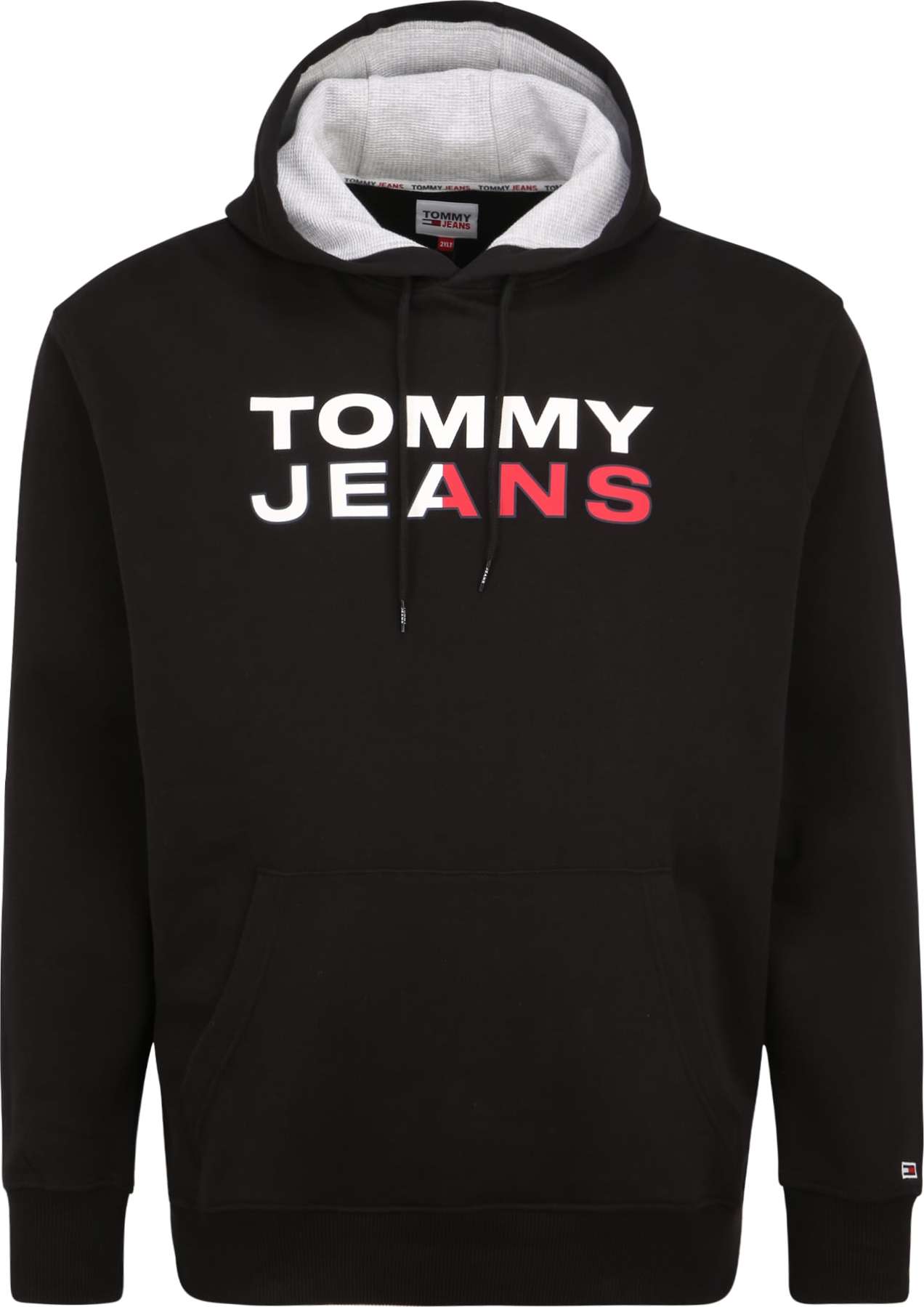 Tommy Jeans Plus Mikina s kapucí černá / bílá / červená