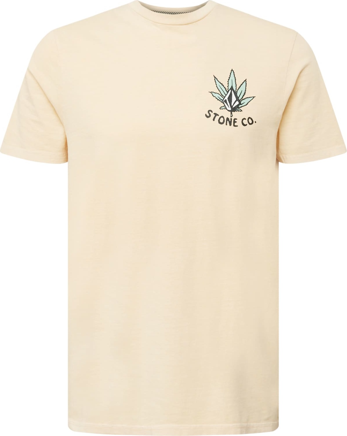 Volcom Tričko 'WAKENBAKE' champagne / černá / pastelově zelená / bílá