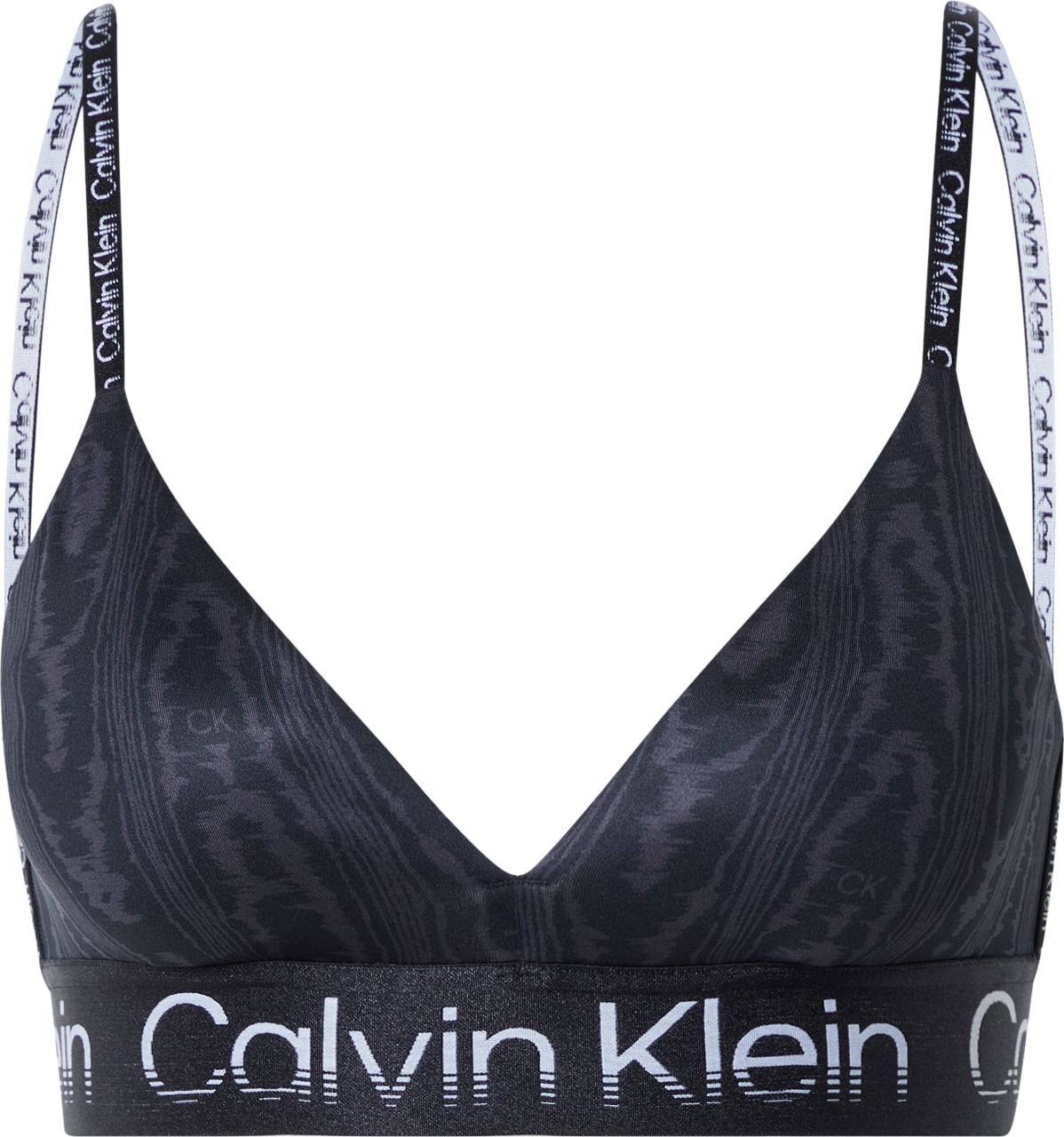 Calvin Klein Performance Sportovní podprsenka černá / tmavě šedá / bílá