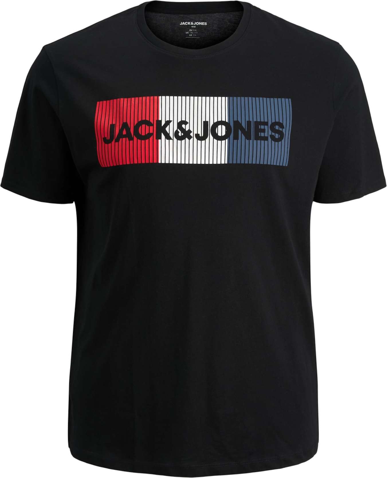 JACK & JONES Tričko černá / bílá / červená / námořnická modř