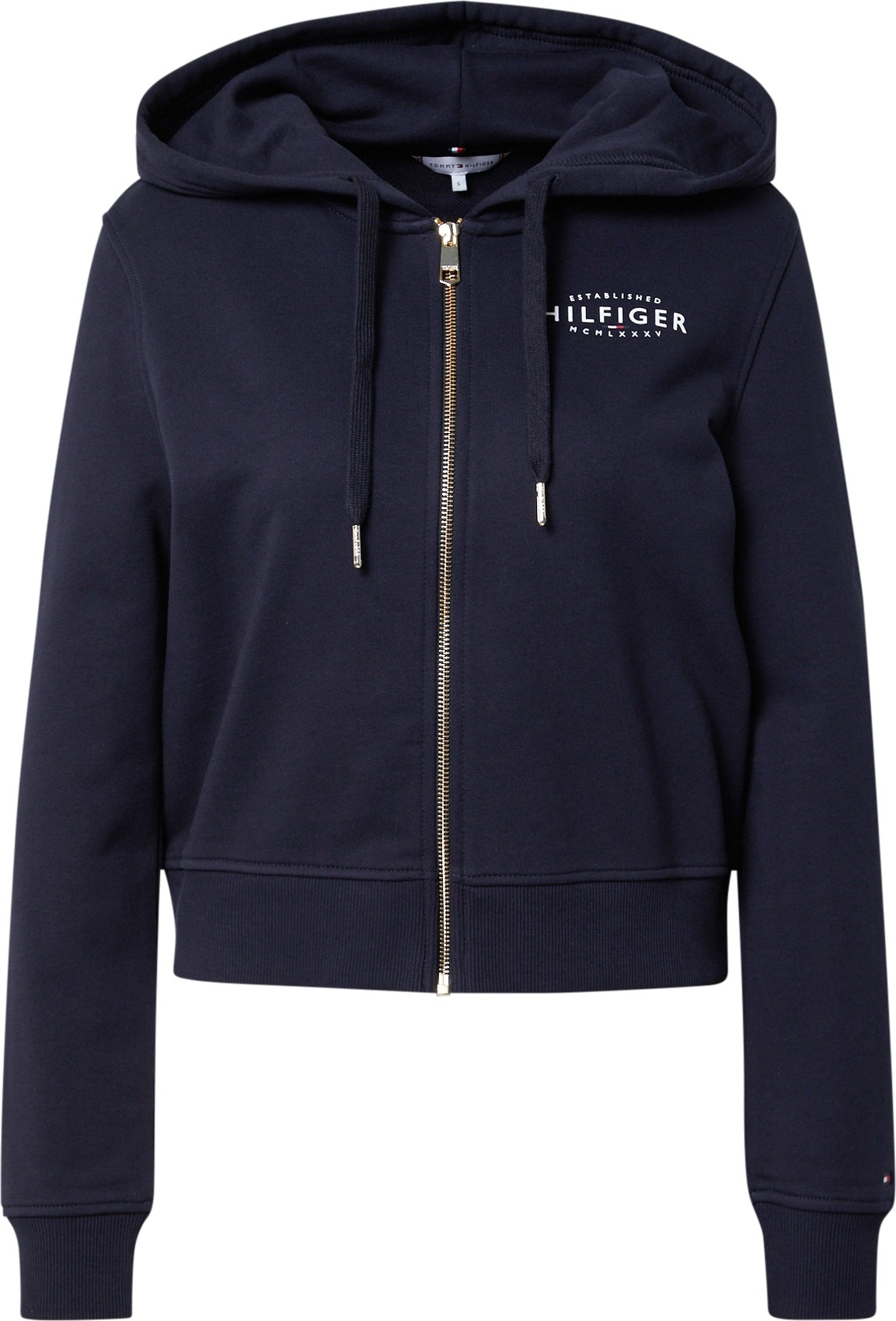 TOMMY HILFIGER Mikina s kapucí bílá / tmavě modrá