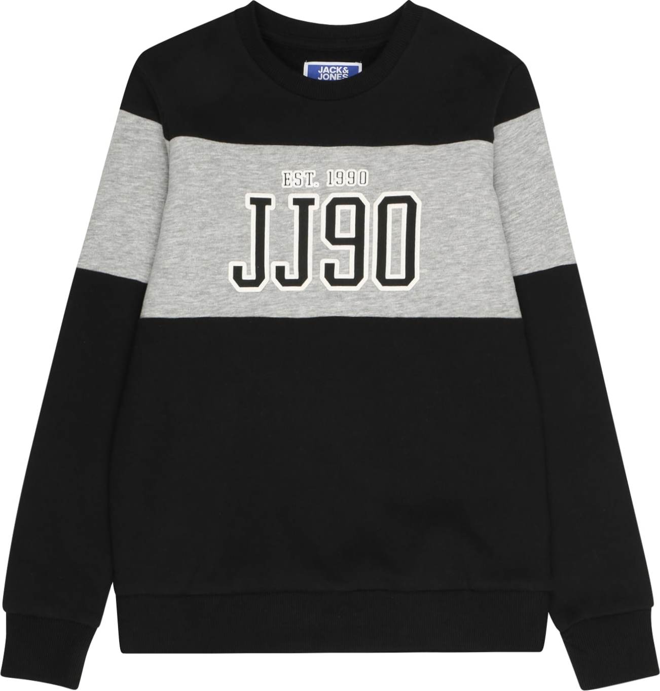 Jack & Jones Junior Mikina 'CEMB' černá / šedý melír