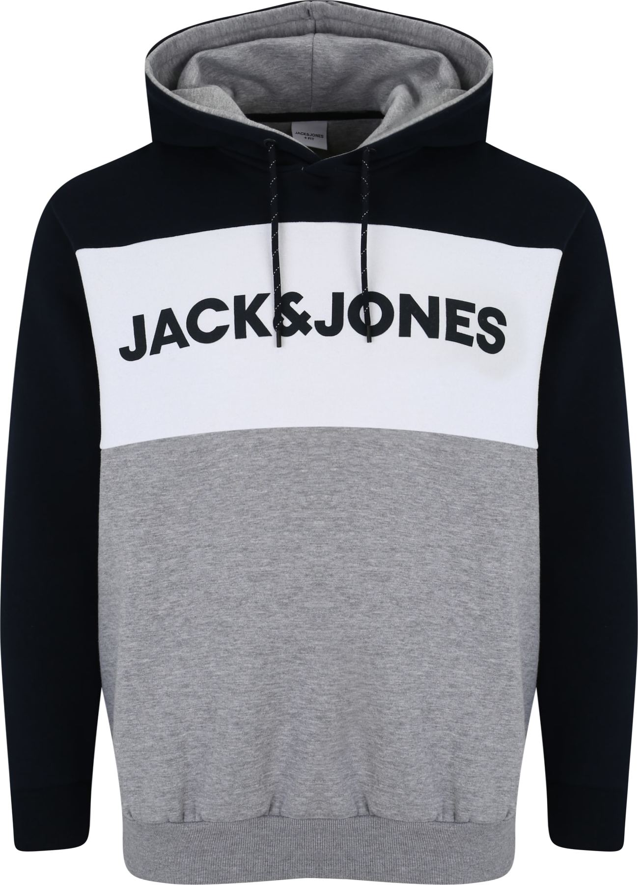 Jack & Jones Plus Mikina námořnická modř / bílá / šedá