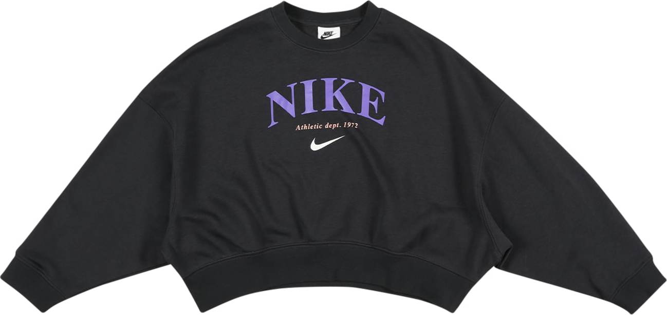 Nike Sportswear Mikina černá / fialová / bílá / broskvová