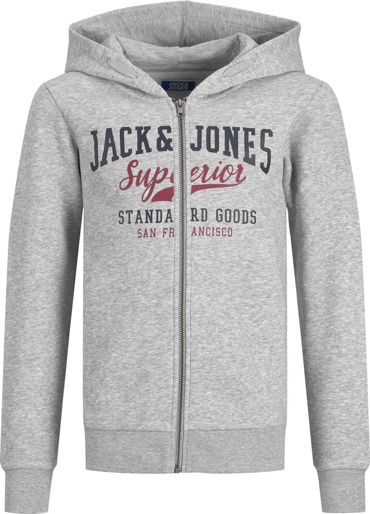 Jack & Jones Junior Mikina šedý melír / červená / černá