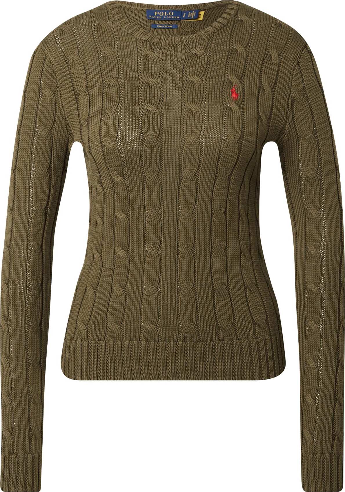 Polo Ralph Lauren Svetr 'JULIANNA' khaki / ohnivá červená