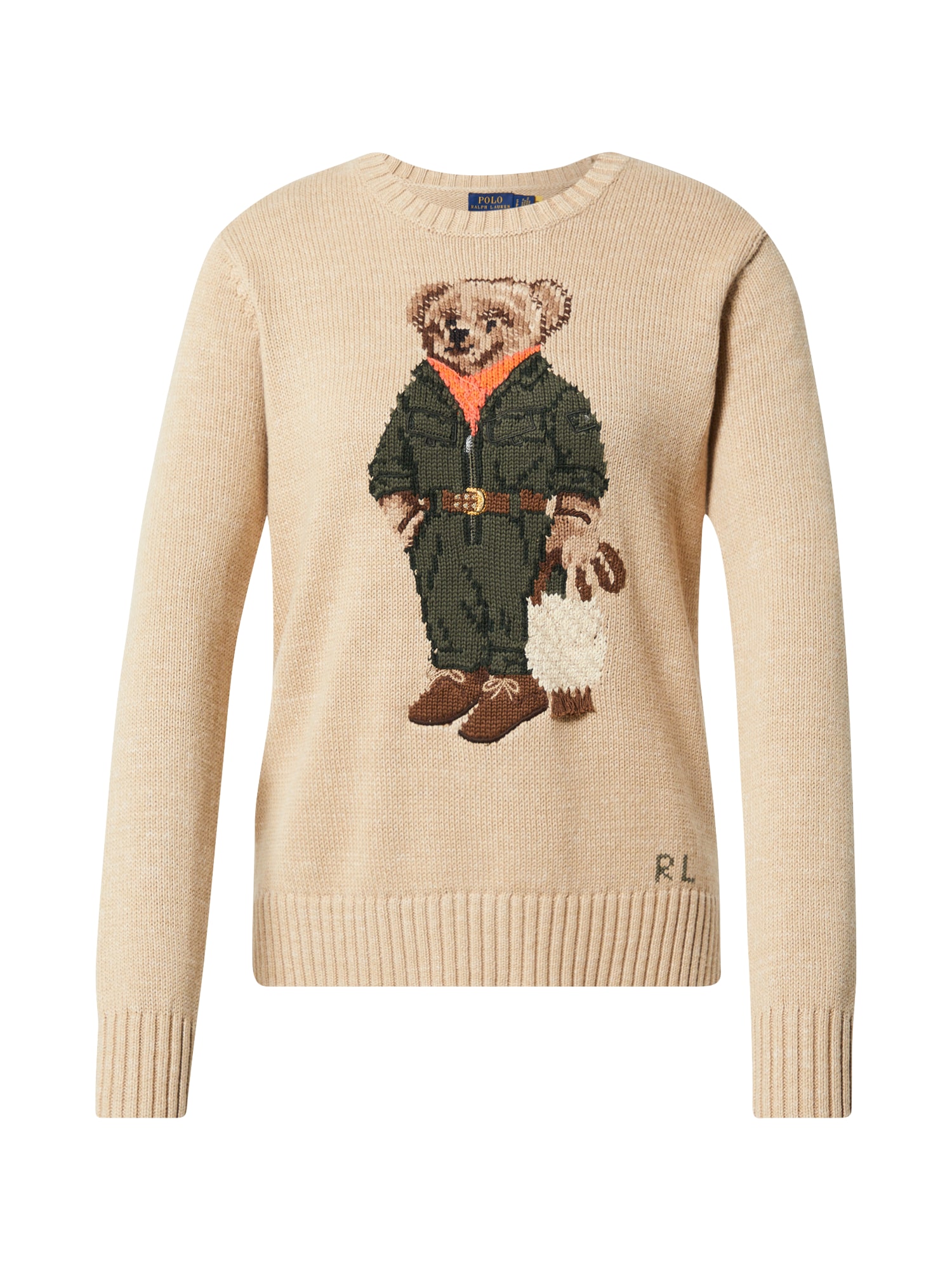 Polo Ralph Lauren Svetr oranžová / hnědá / khaki / tmavě béžová / tělová