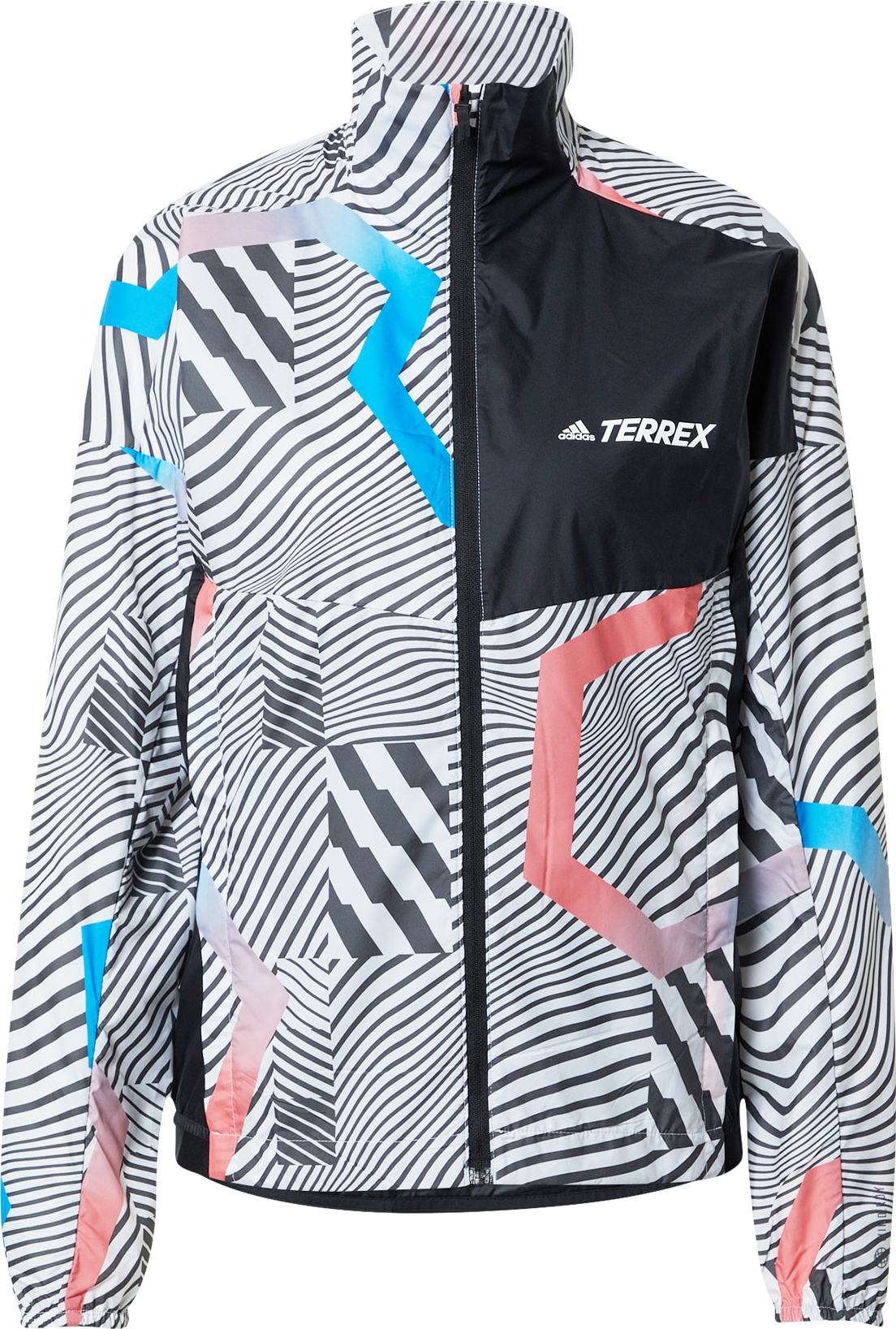 adidas Terrex Outdoorová bunda bílá / černá / azurová / světle červená