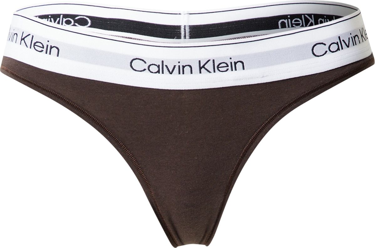 Calvin Klein Underwear Tanga čokoládová / bílá / černá / světle šedá