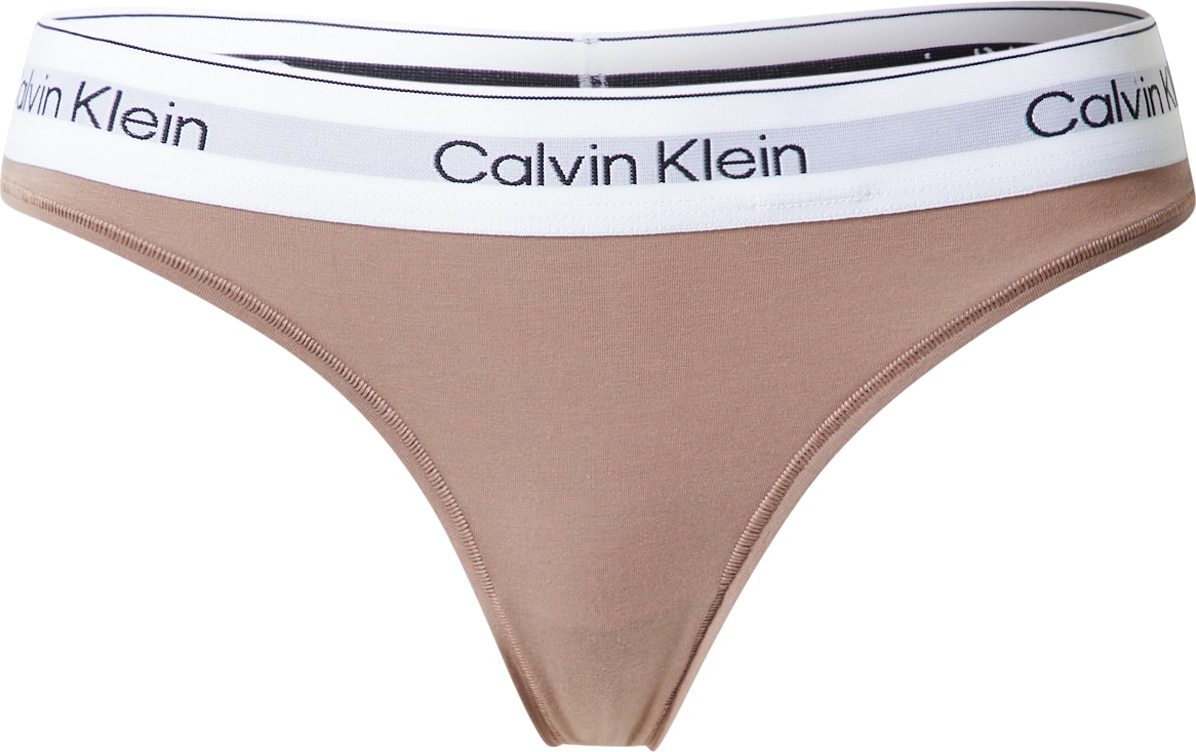 Calvin Klein Underwear Tanga tmavě béžová / bílá / černá