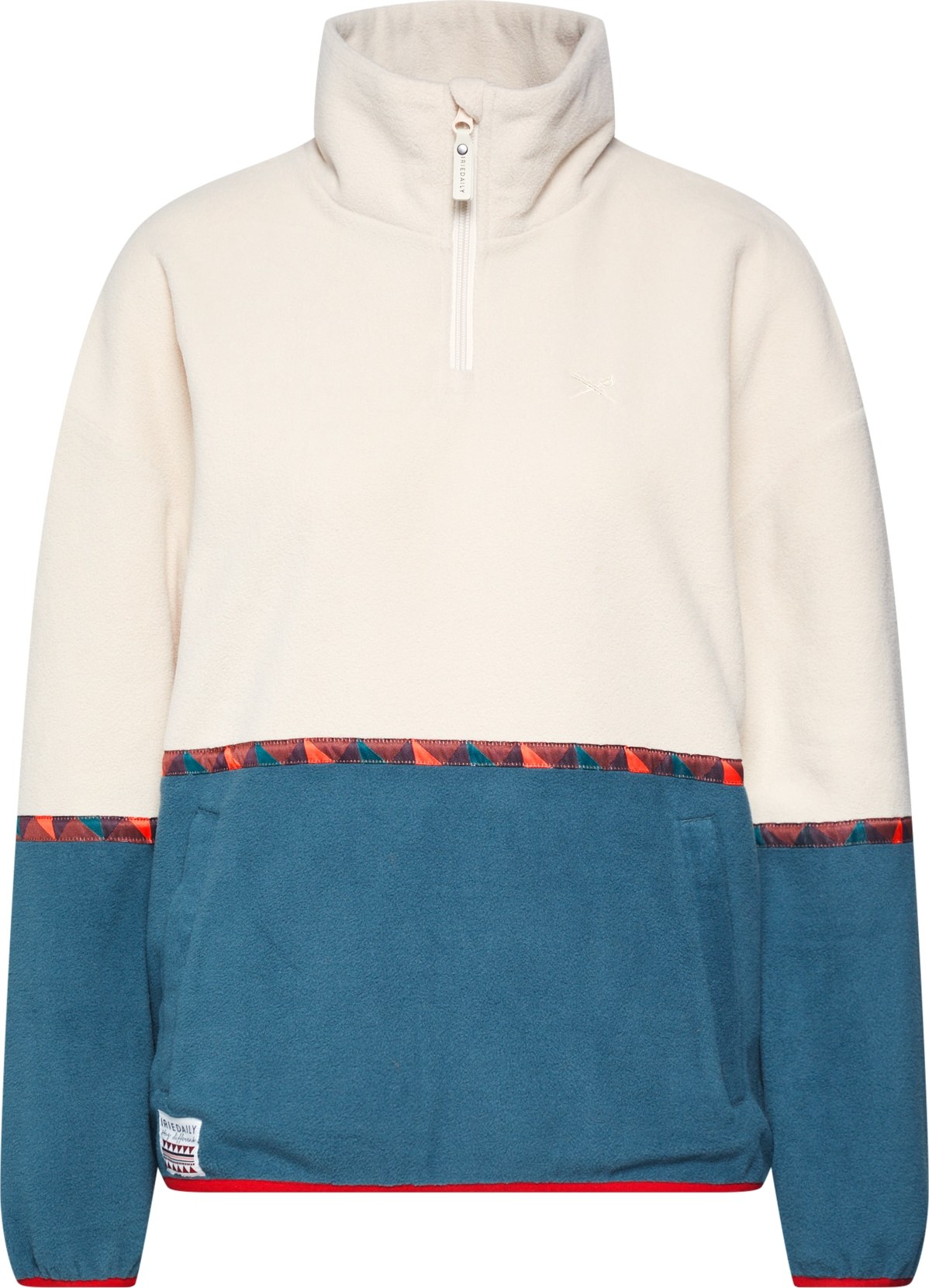 Iriedaily Mikina 'Hopi Fleece Troyer' petrolejová / offwhite