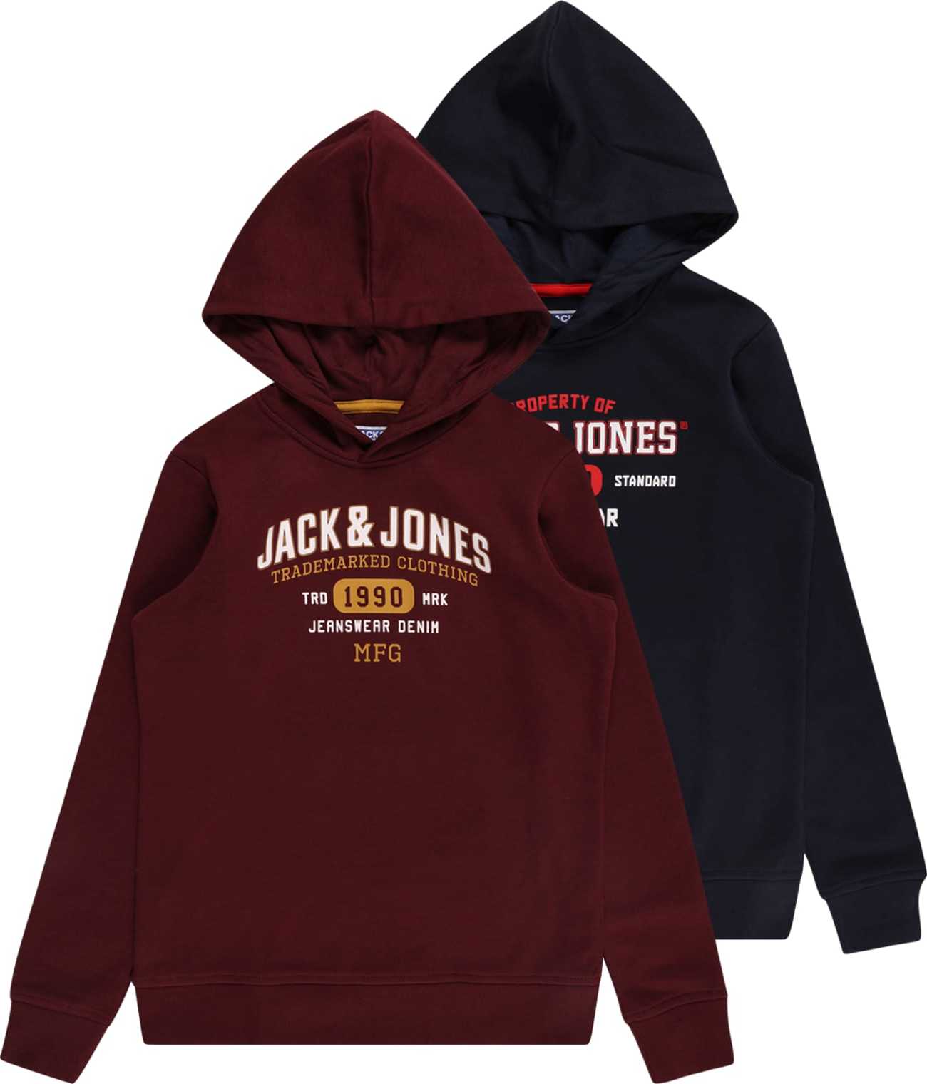 Jack & Jones Junior Mikina vínově červená / červená / bílá / černá