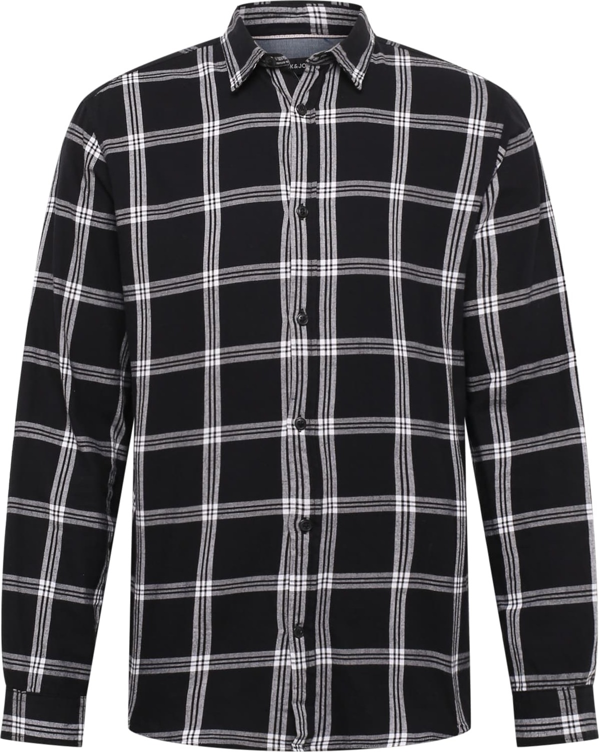 JACK & JONES Košile 'GINGHAM' černá / šedá / bílá