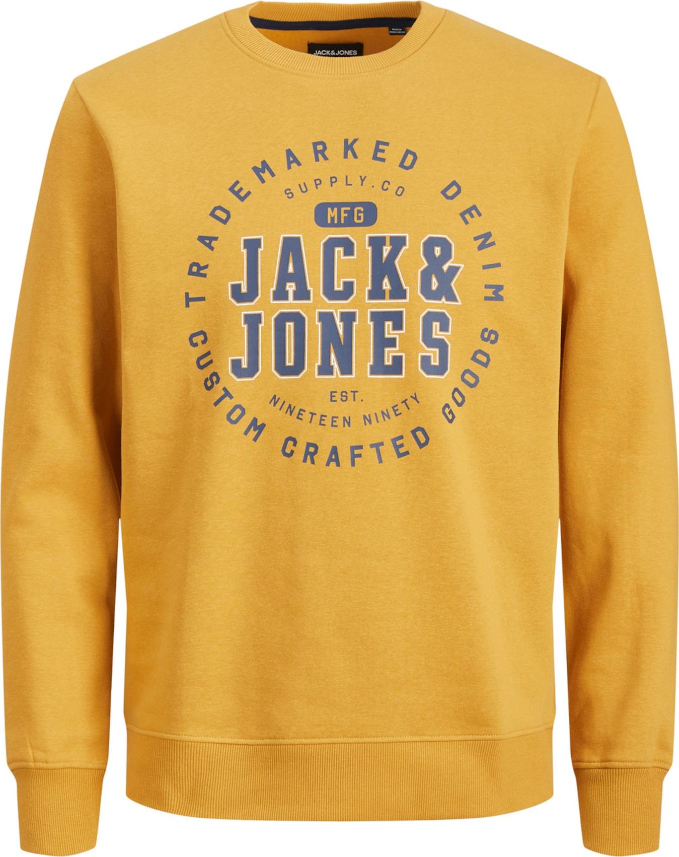 JACK & JONES Mikina 'Stamp' oranžová / modrá