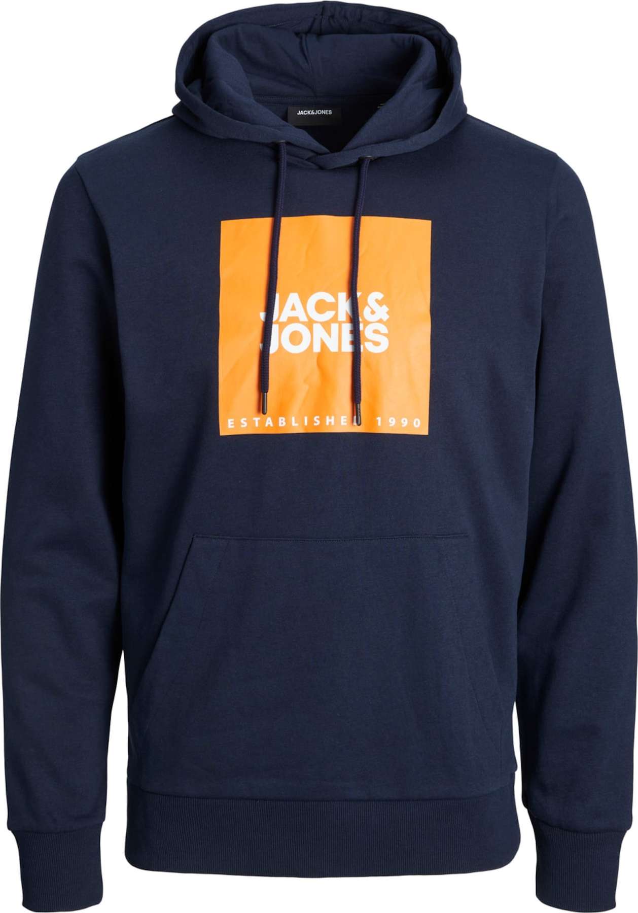 Jack & Jones Plus Mikina 'Lock' námořnická modř / oranžová / bílá