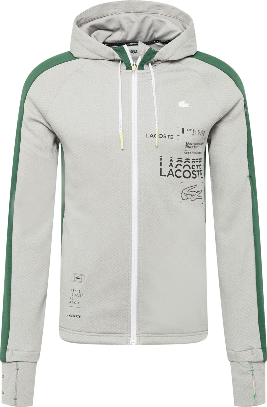 Lacoste Sport Sportovní mikina s kapucí zelená / šedá