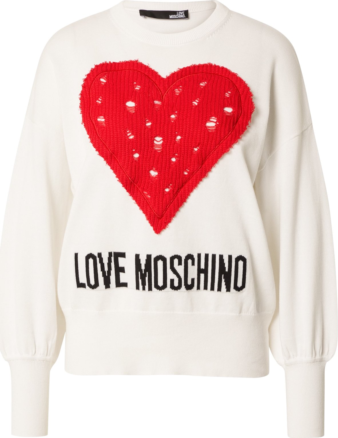 Love Moschino Svetr bílá / červená / černá