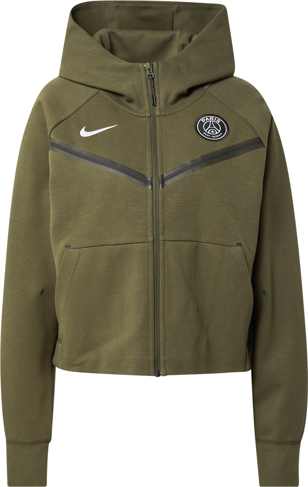 NIKE Sportovní mikina s kapucí khaki / bílá / černá