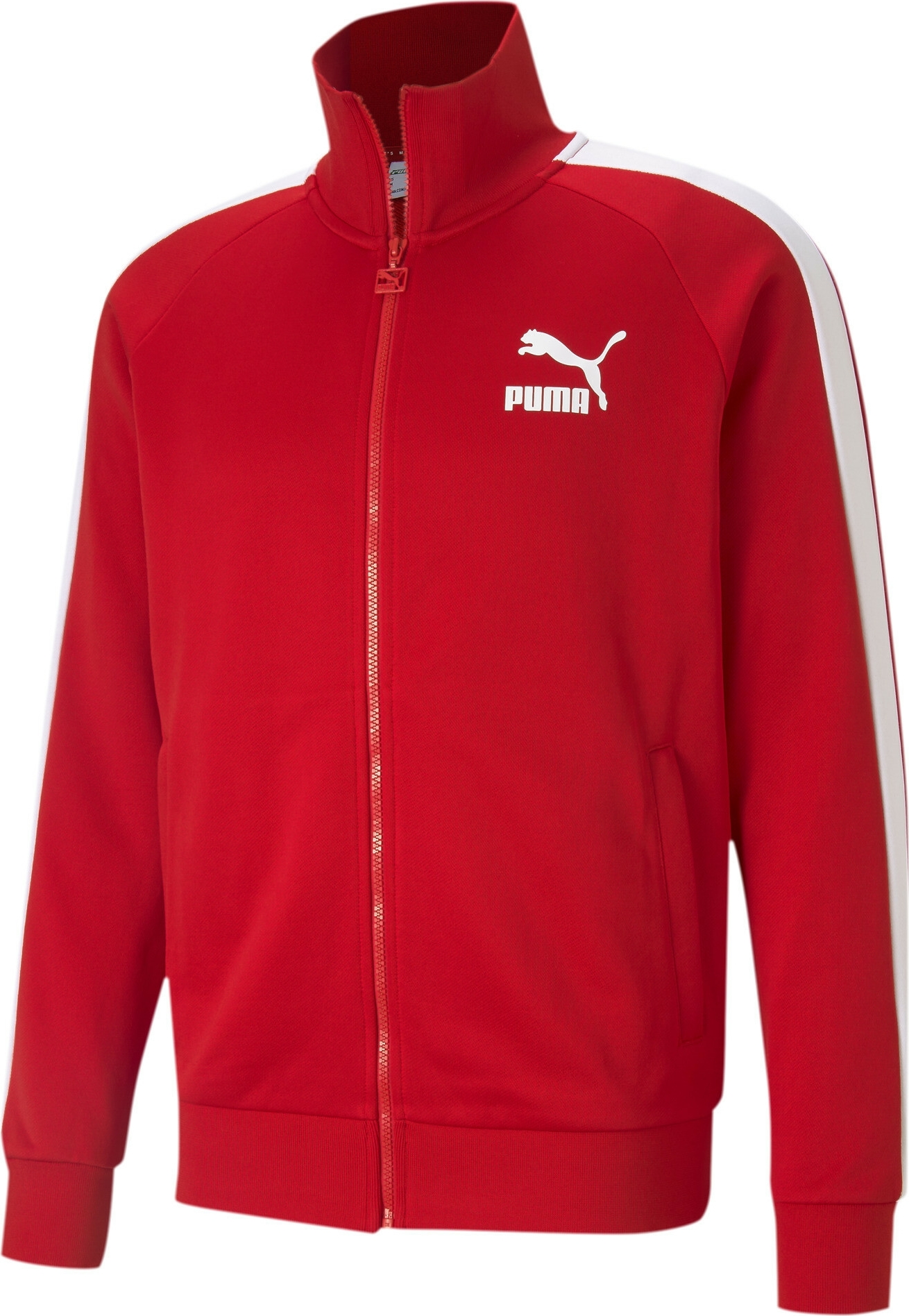 PUMA Sportovní mikina 'Iconic T7' karmínově červené / bílá