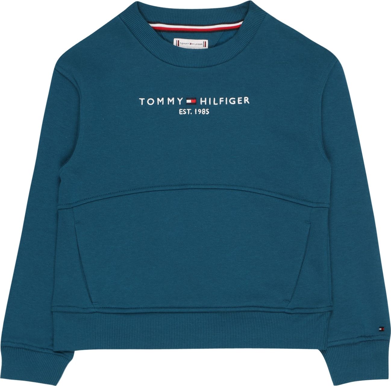 TOMMY HILFIGER Mikina petrolejová / bílá / červená