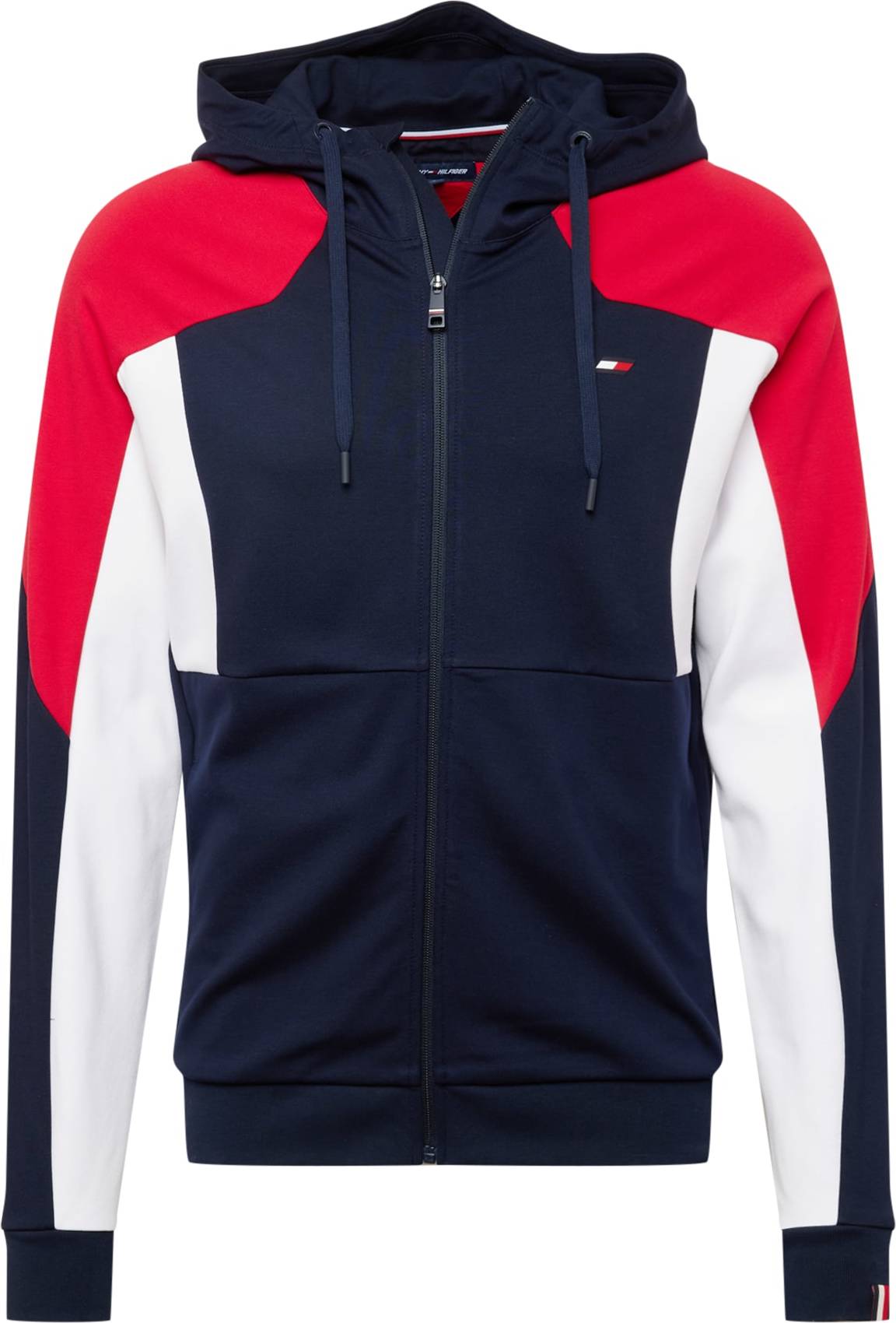 TOMMY HILFIGER Mikina s kapucí červená / bílá / námořnická modř