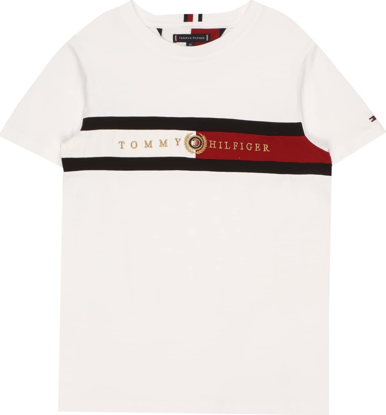 TOMMY HILFIGER Tričko bílá / zlatá / červená / černá