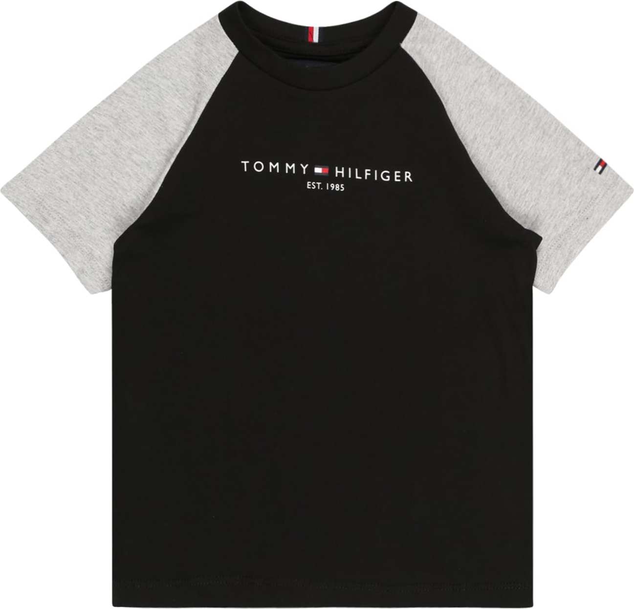 TOMMY HILFIGER Tričko černá / šedý melír / bílá / červená