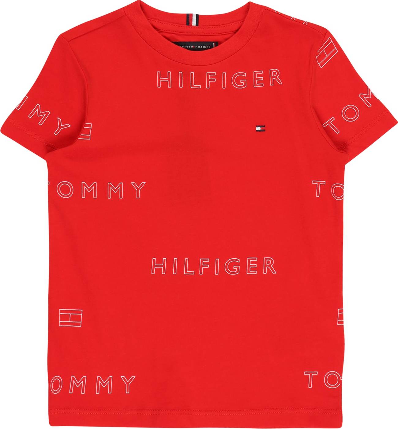 TOMMY HILFIGER Tričko červená / bílá / námořnická modř