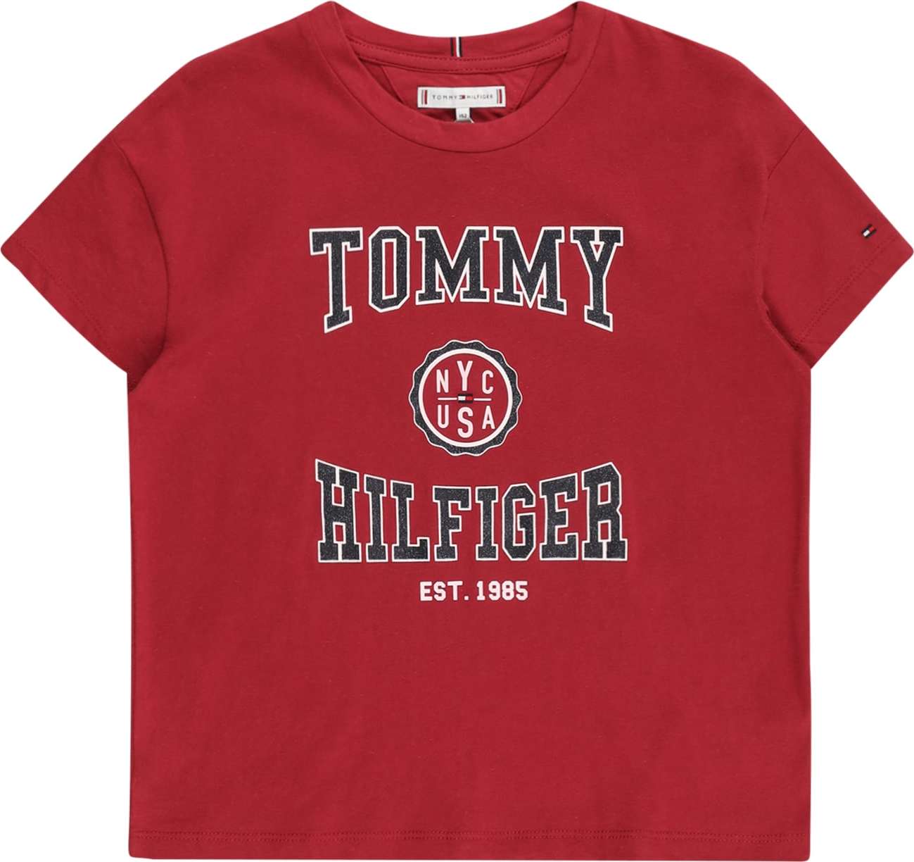 TOMMY HILFIGER Tričko 'Varsity' tmavě růžová / bílá / tmavě modrá