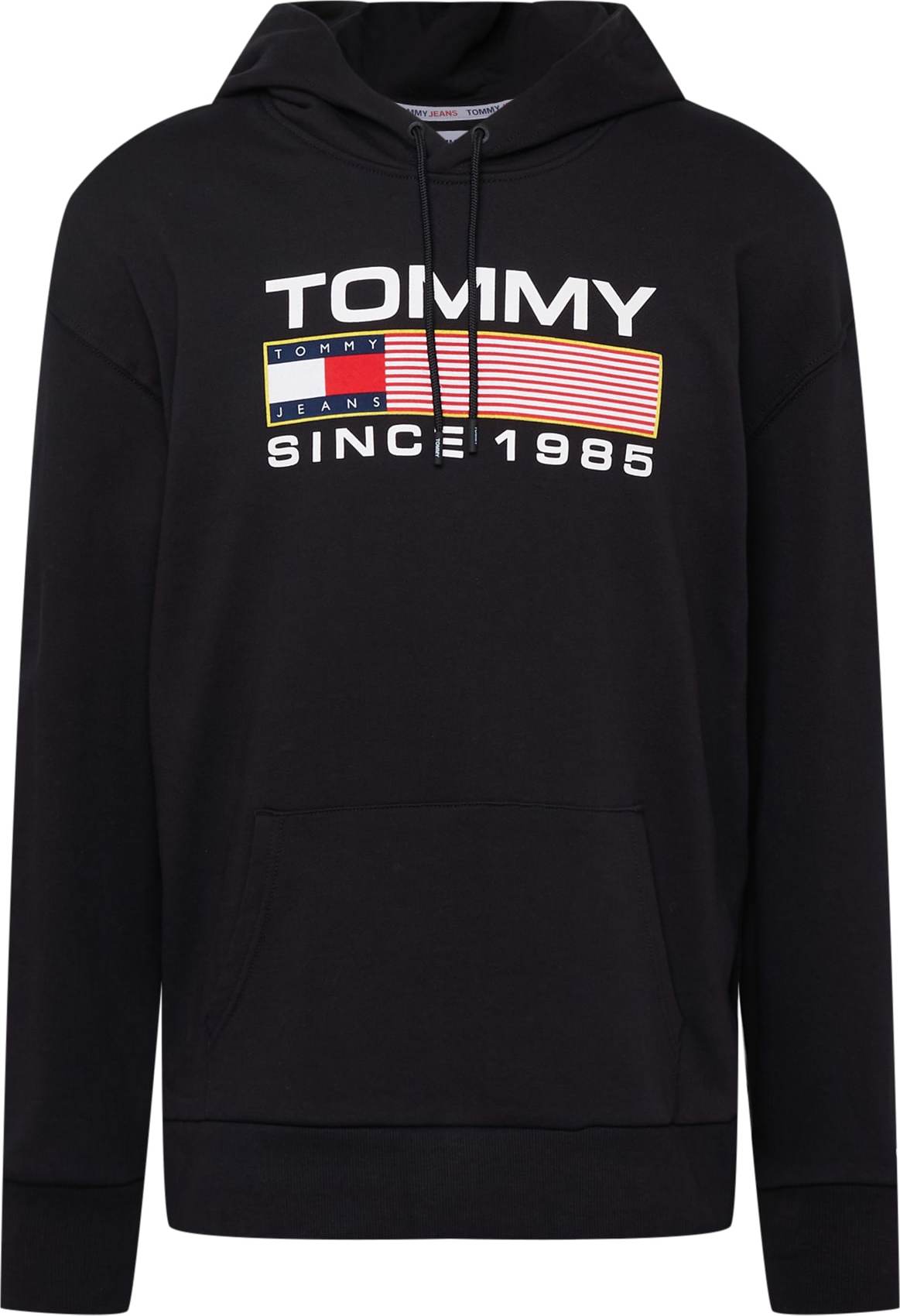 Tommy Jeans Mikina černá / bílá / ohnivá červená