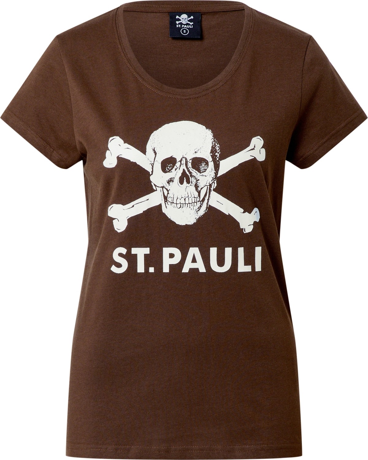 FC St. Pauli Tričko 'Totenkopf' hnědá / bílá